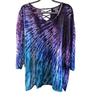 Catherines Vibrant Purple & Blue Tie-Dye Tunic Top. Super Cute And NWT. Size 5X.